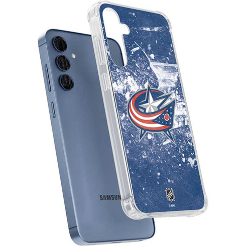NHL Columbus Blue Jackets Frozen Galaxy A35 5G Clear Case